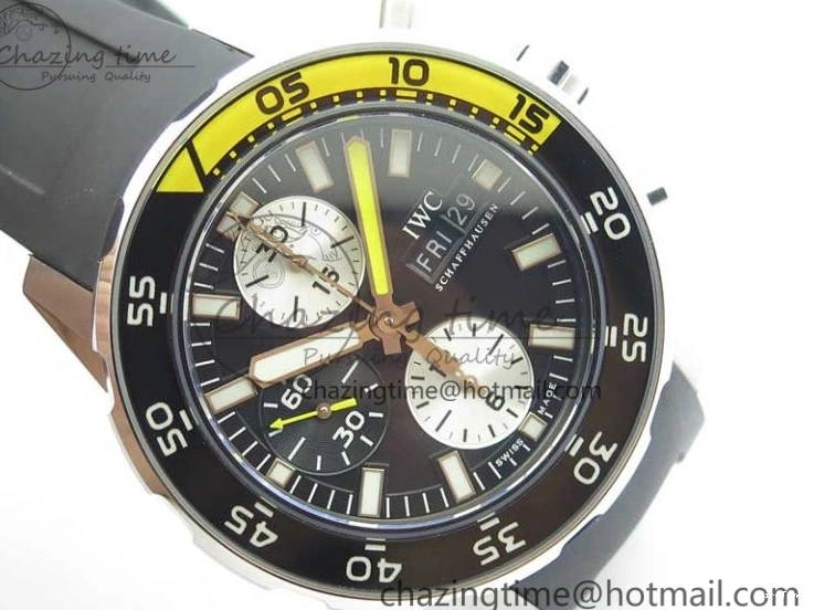 MIROTIME 0216 Aquatimer Chrono IW376702 SS BLS 1:1 Best Edition Black Dial on Black Rubber Strap A WellDesigned 7105